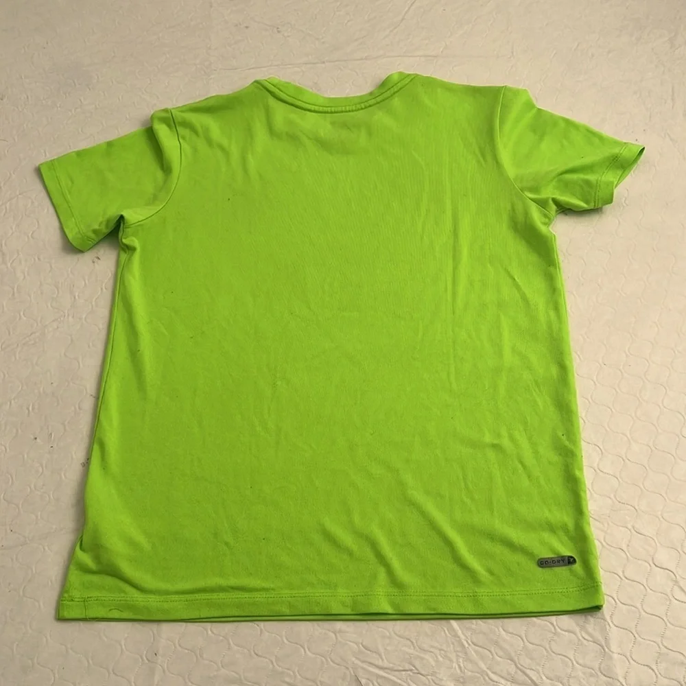 Old Navy neon green blue gradient logo performance short sleeve t-shirt